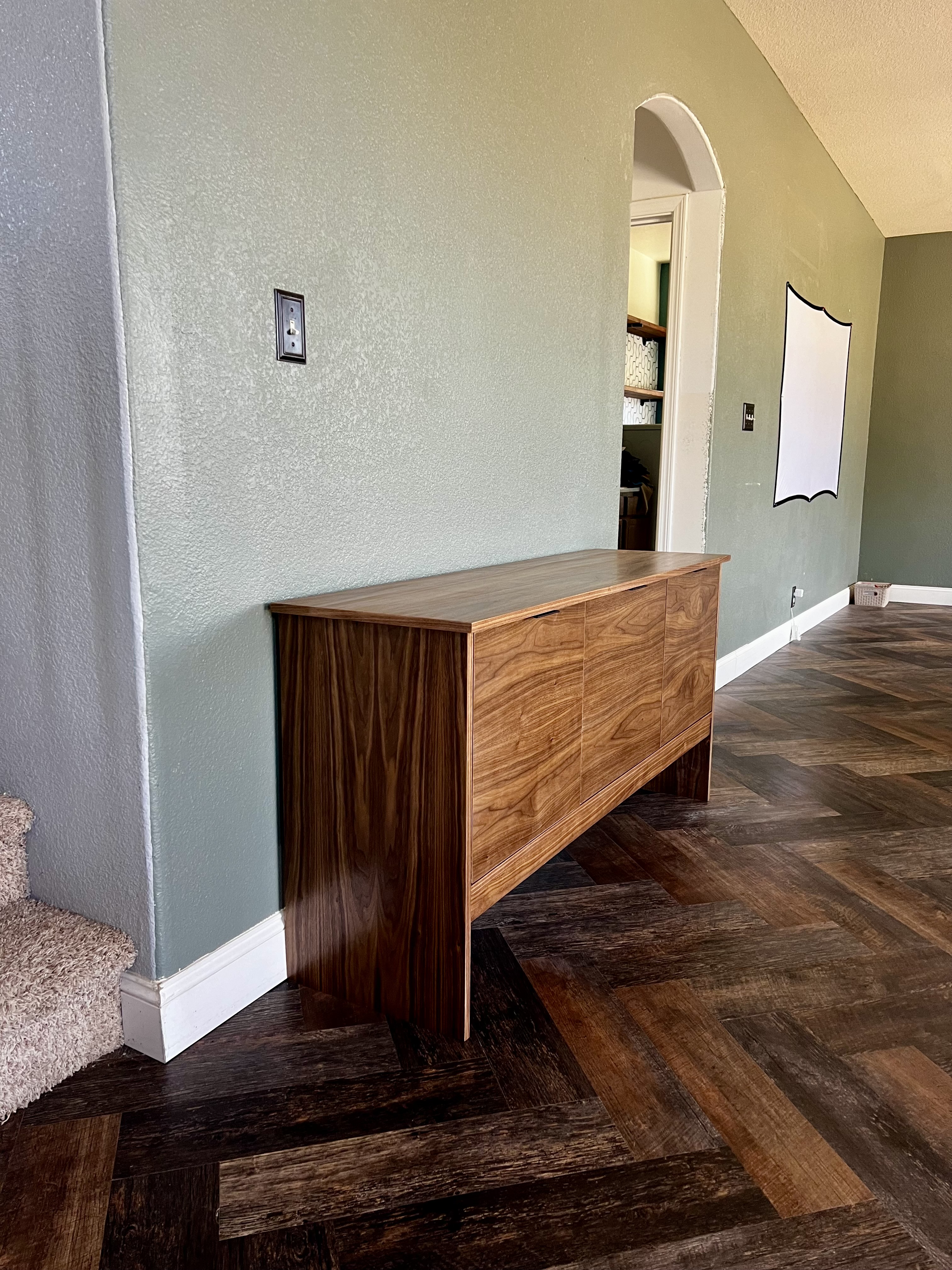 Custom walnut credenza media console